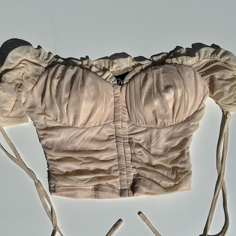 Windsor Ruched Satin Bustier Top - Nude Blush
